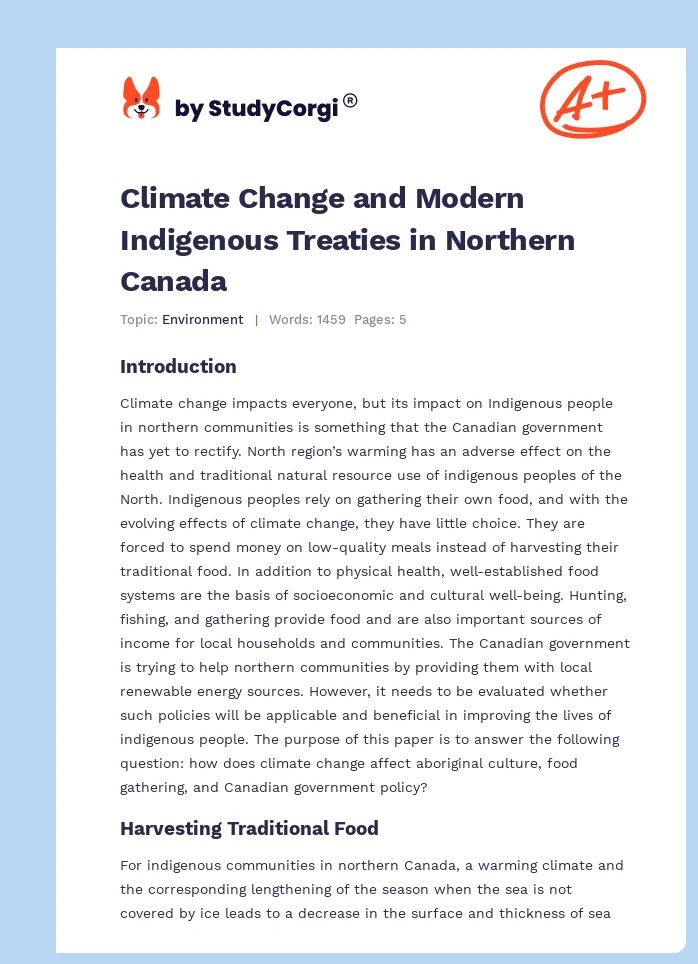 Climate Change and Modern Indigenous Treaties in Northern Canada. Page 1