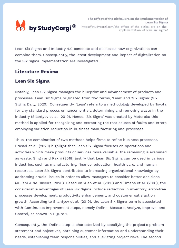 The Effect of the Digital Era on the Implementation of Lean Six Sigma. Page 2
