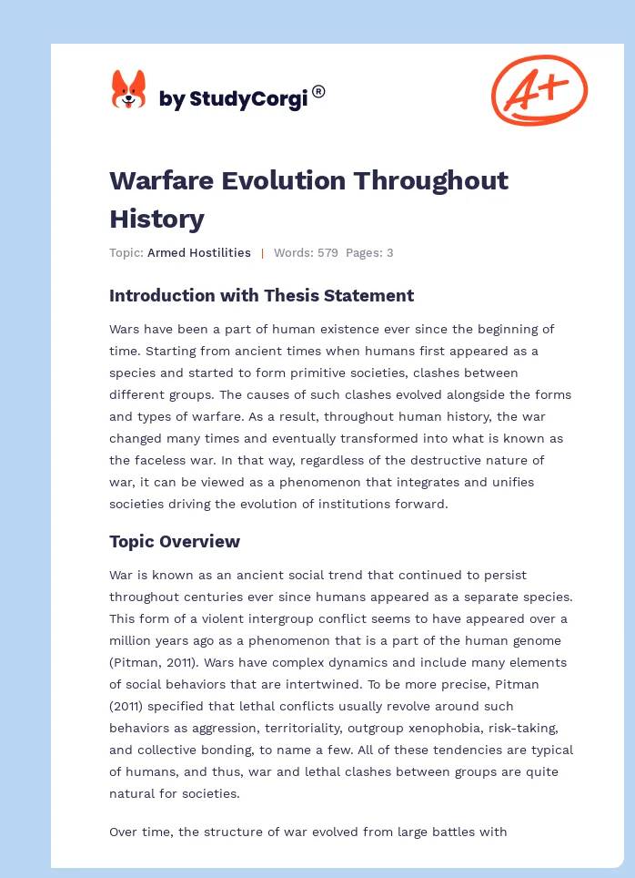 Warfare Evolution Throughout History. Page 1