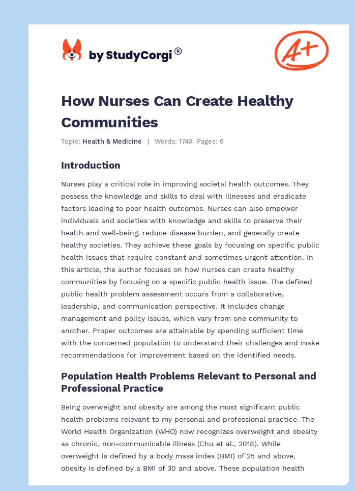 How Nurses Can Create Healthy Communities. Page 1
