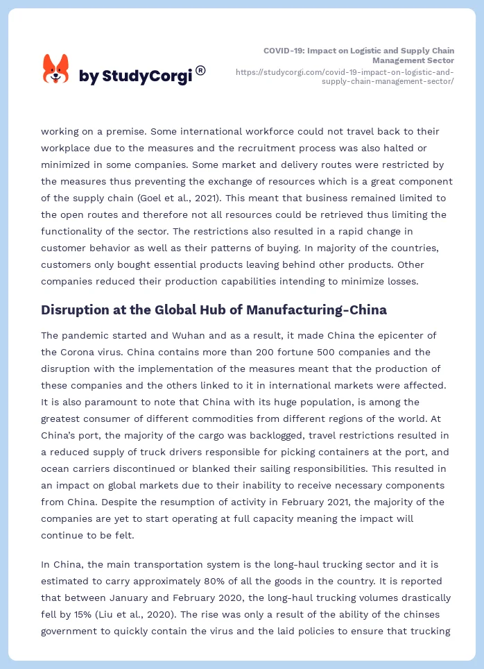 COVID-19: Impact on Logistic and Supply Chain Management Sector. Page 2