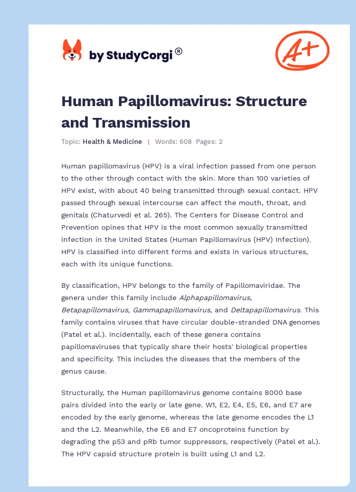 Human Papillomavirus: Structure and Transmission. Page 1