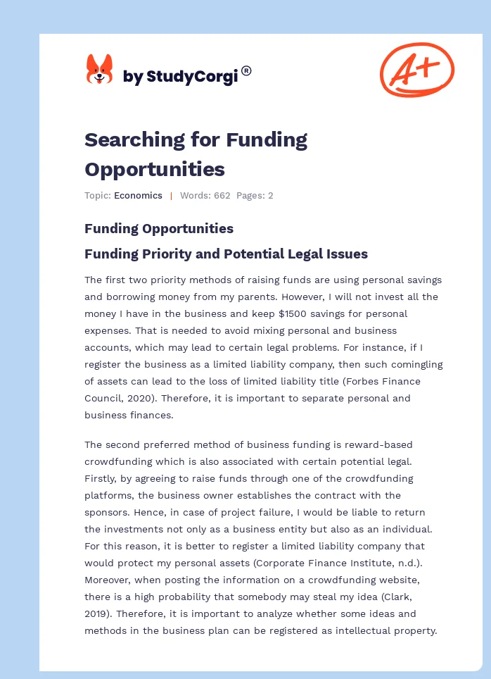 Searching for Funding Opportunities. Page 1