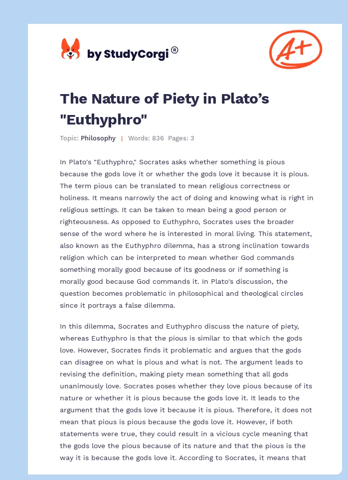 The Nature of Piety in Plato’s "Euthyphro". Page 1