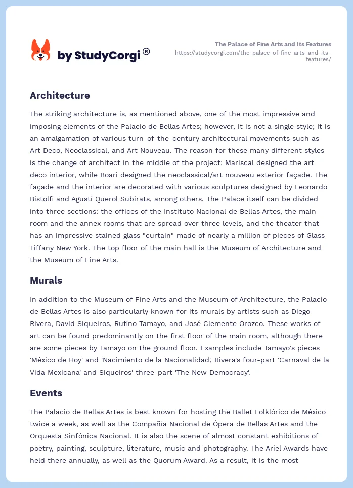 The Palace of Fine Arts and Its Features. Page 2