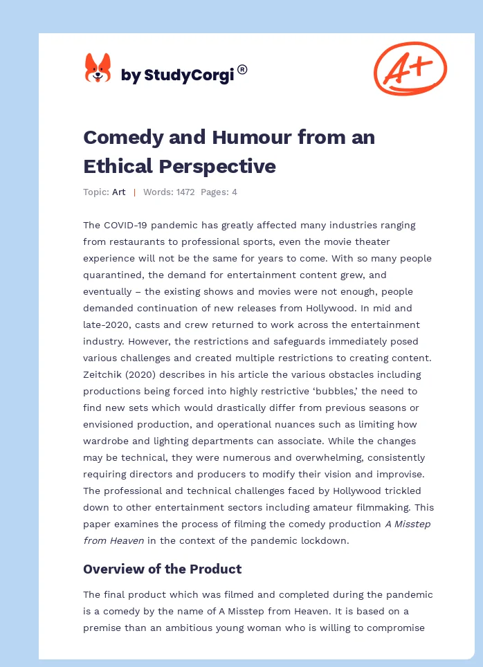 Comedy and Humour from an Ethical Perspective. Page 1