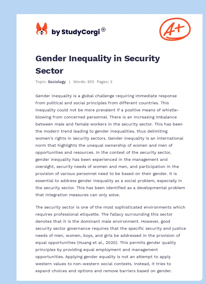 Gender Inequality in Security Sector. Page 1