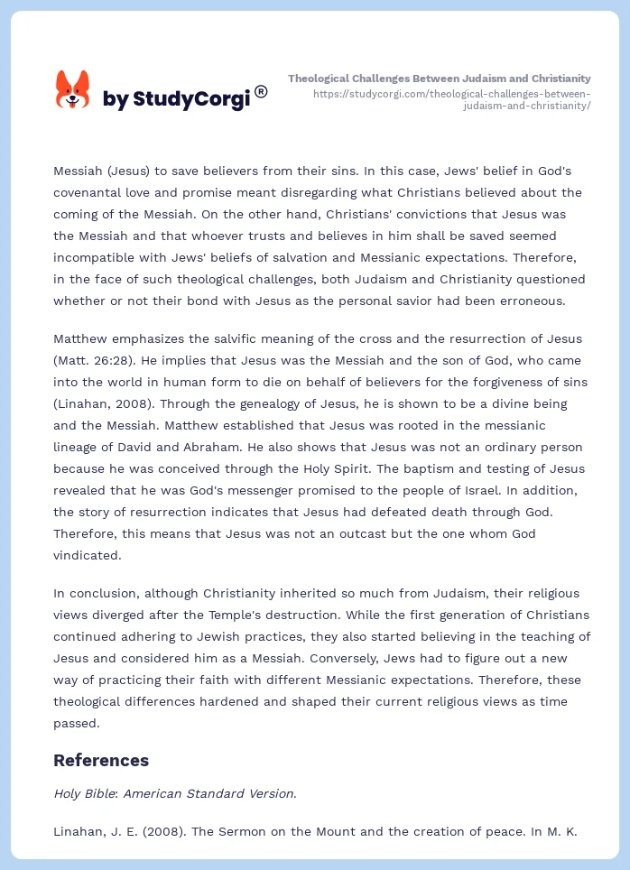 Theological Challenges Between Judaism and Christianity. Page 2