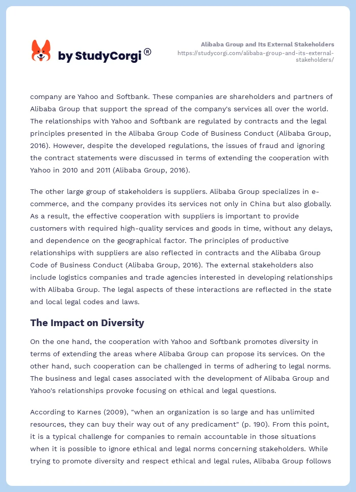Alibaba Group and Its External Stakeholders. Page 2
