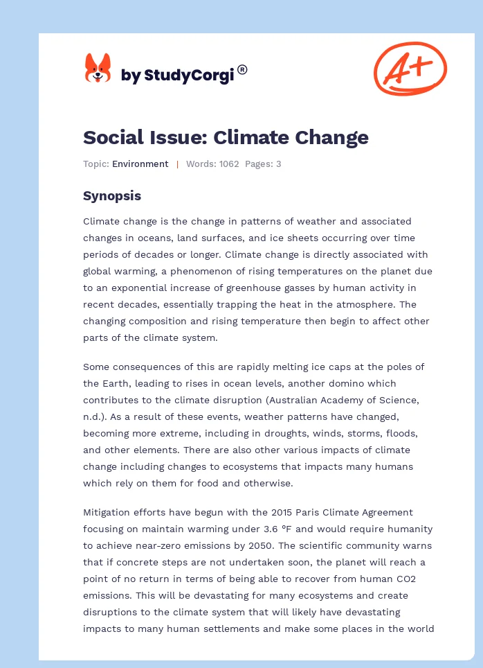 Social Issue: Climate Change. Page 1