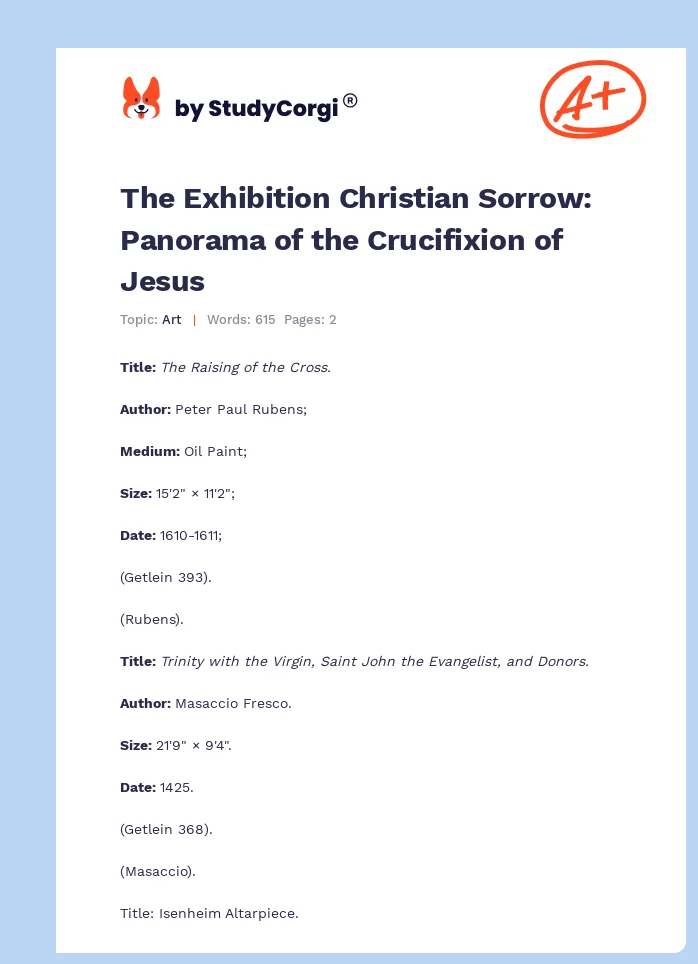 The Exhibition Christian Sorrow: Panorama of the Crucifixion of Jesus. Page 1
