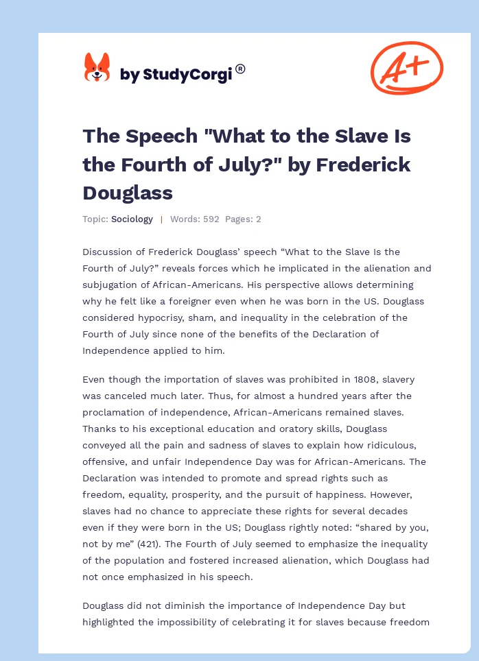 The Speech "What to the Slave Is the Fourth of July?" by Frederick Douglass. Page 1