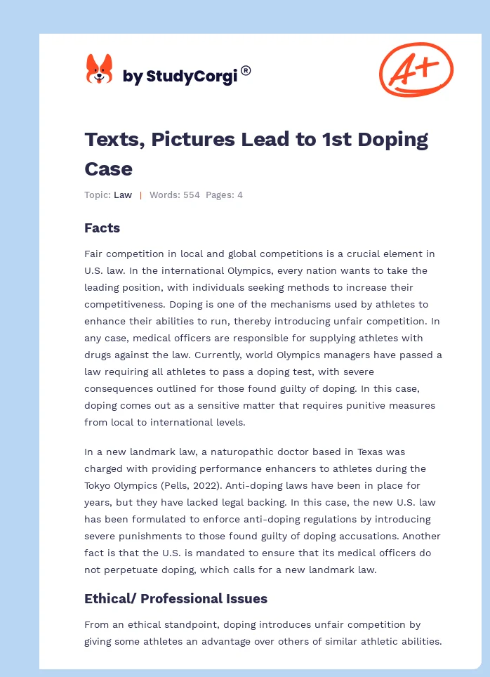 Texts, Pictures Lead to 1st Doping Case. Page 1
