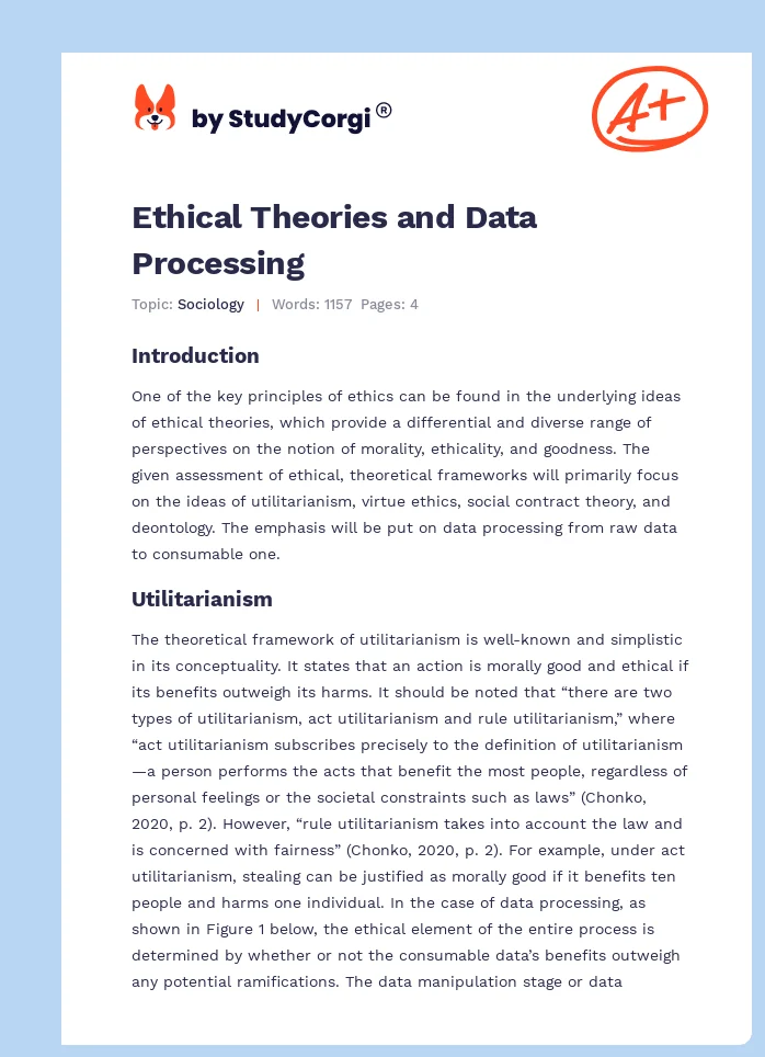 Ethical Theories and Data Processing. Page 1