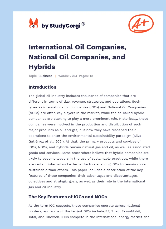 International Oil Companies, National Oil Companies, and Hybrids. Page 1