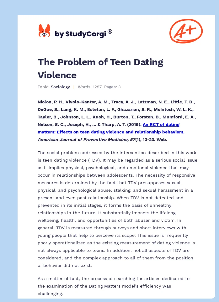 The Problem of Teen Dating Violence. Page 1