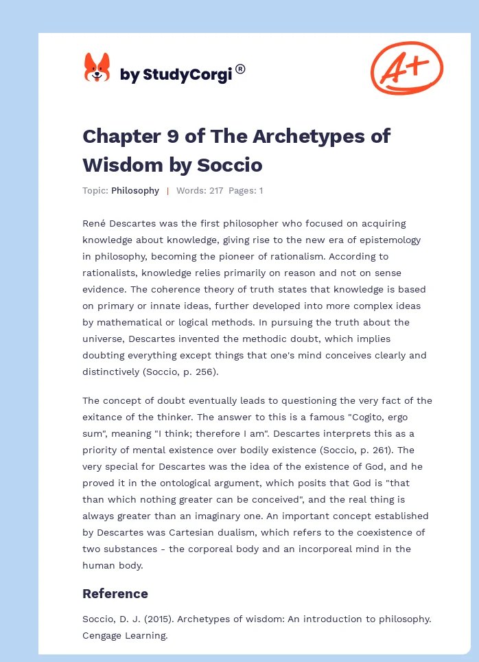 Chapter 9 of The Archetypes of Wisdom by Soccio. Page 1