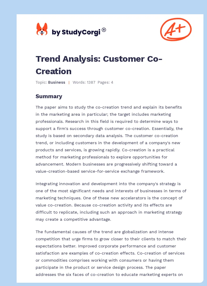 Trend Analysis: Customer Co-Creation. Page 1