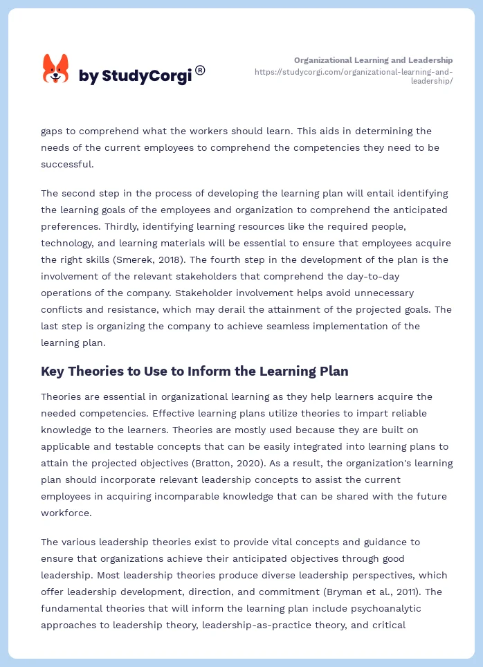 Organizational Learning and Leadership. Page 2