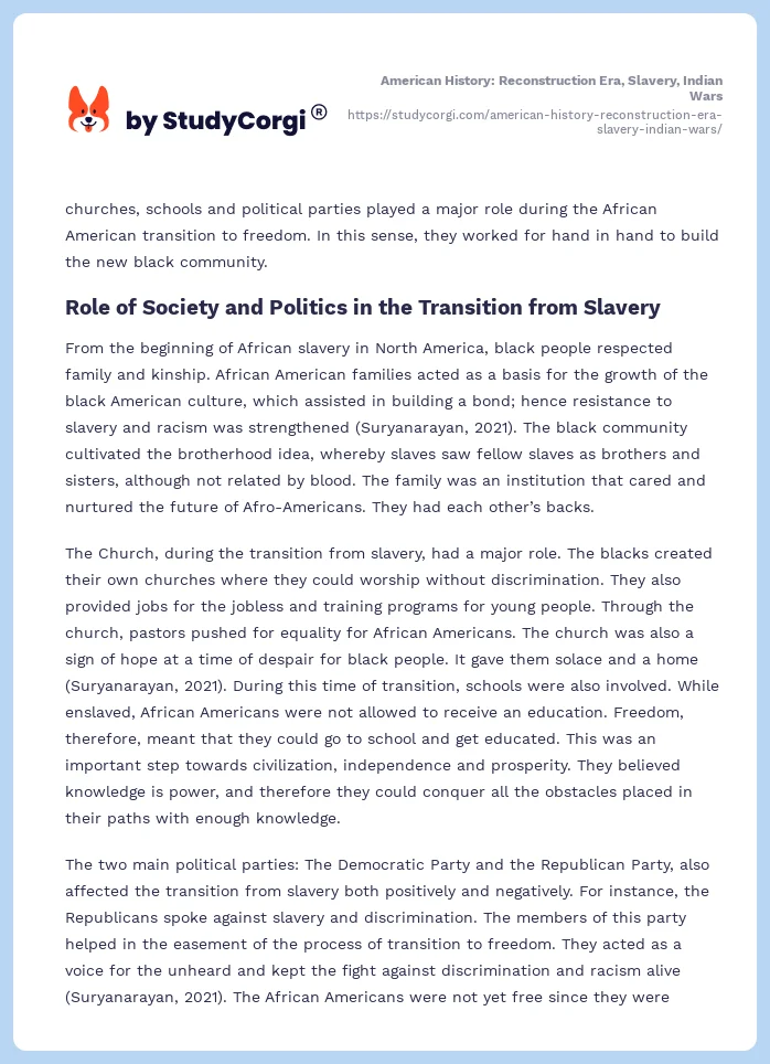 American History: Reconstruction Era, Slavery, Indian Wars. Page 2