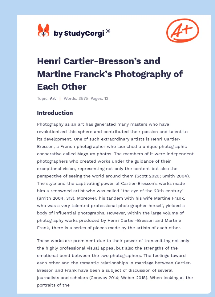 Henri Cartier-Bresson’s and Martine Franck’s Photography of Each Other. Page 1