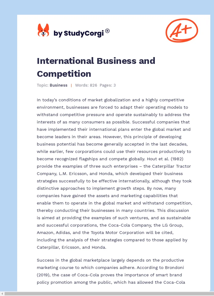 International Business and Competition. Page 1