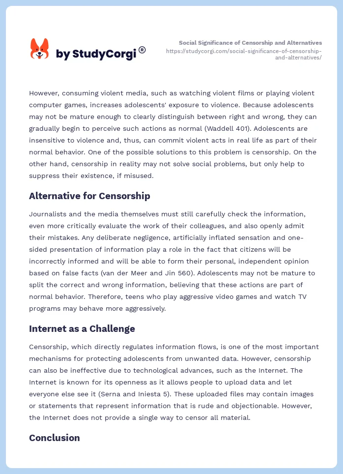 Social Significance of Censorship and Alternatives. Page 2