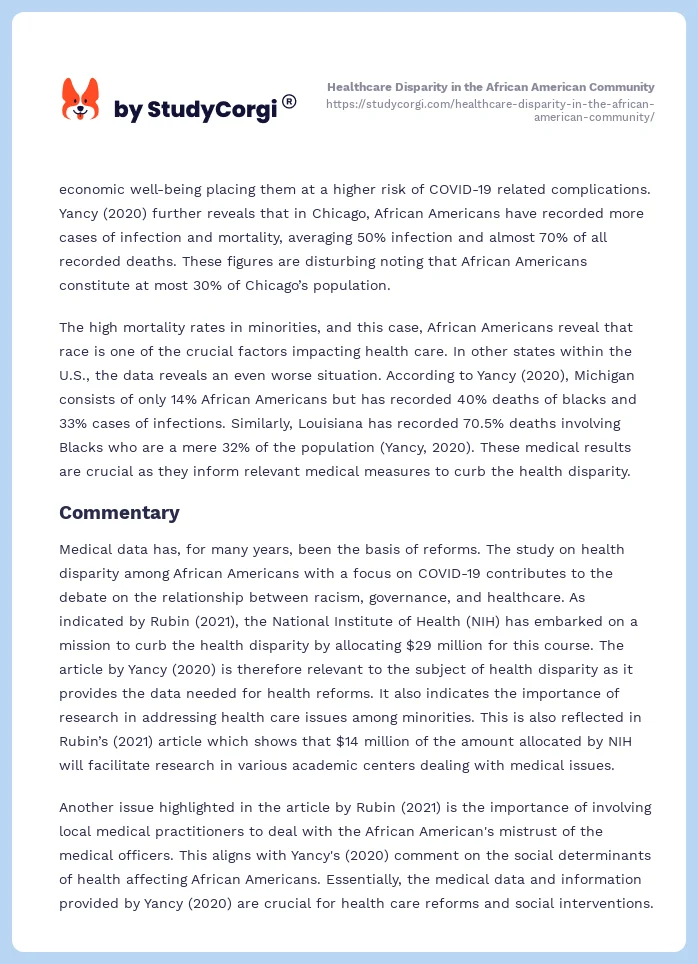 Healthcare Disparity in the African American Community. Page 2