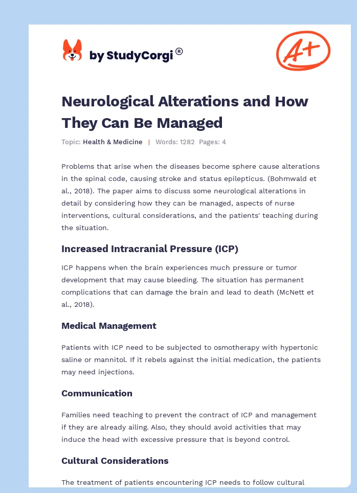 Neurological Alterations and How They Can Be Managed. Page 1