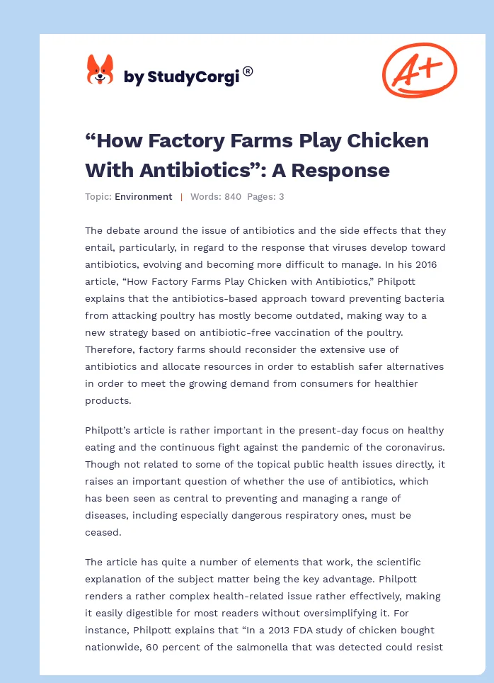 “How Factory Farms Play Chicken With Antibiotics”: A Response. Page 1