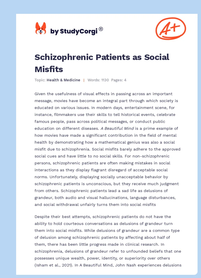 Schizophrenic Patients as Social Misfits. Page 1