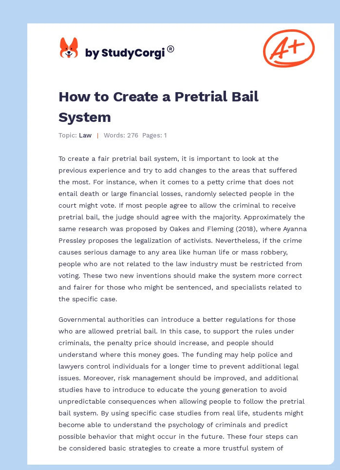 How to Create a Pretrial Bail System. Page 1
