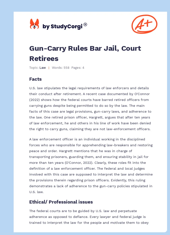 Gun-Carry Rules Bar Jail, Court Retirees. Page 1