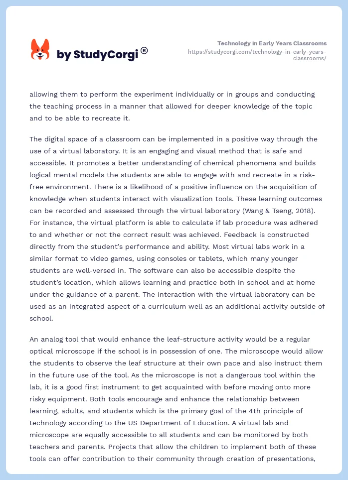 Technology in Early Years Classrooms. Page 2