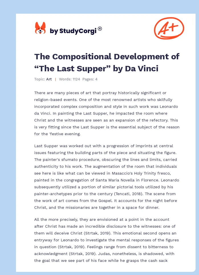 The Compositional Development of “The Last Supper” by Da Vinci. Page 1