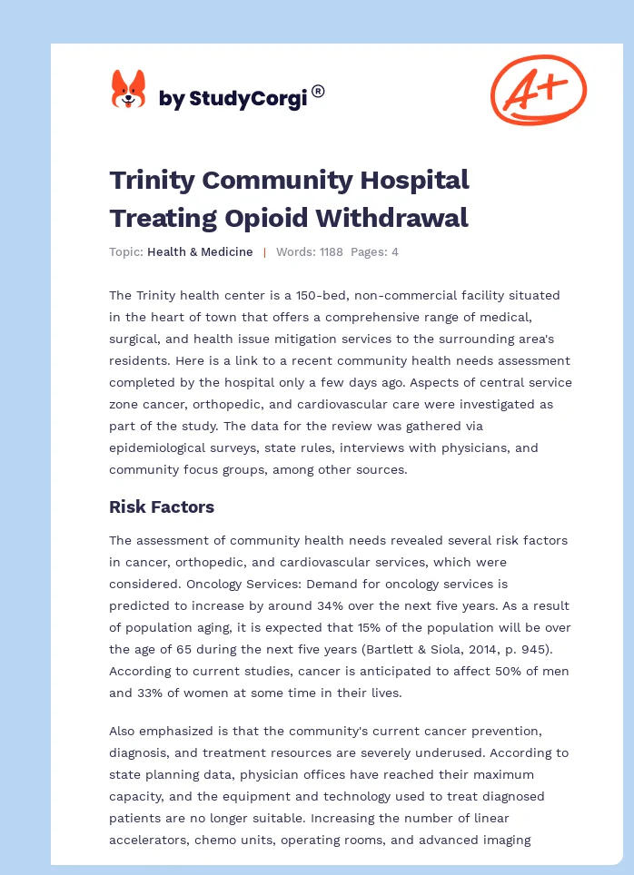 Trinity Community Hospital Treating Opioid Withdrawal. Page 1