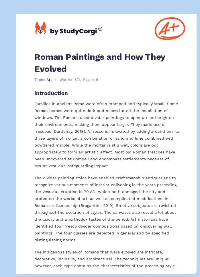 Roman Paintings and How They Evolved. Page 1