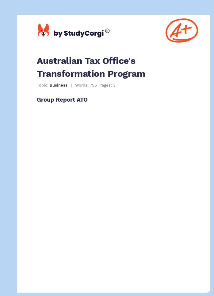 Australian Tax Office's Transformation Program. Page 1