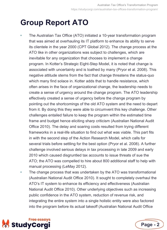 Australian Tax Office's Transformation Program. Page 2
