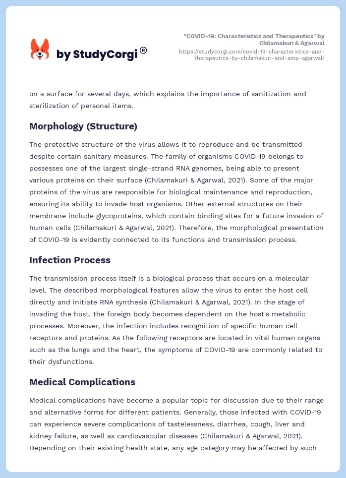 "COVID-19: Characteristics and Therapeutics" by Chilamakuri & Agarwal. Page 2