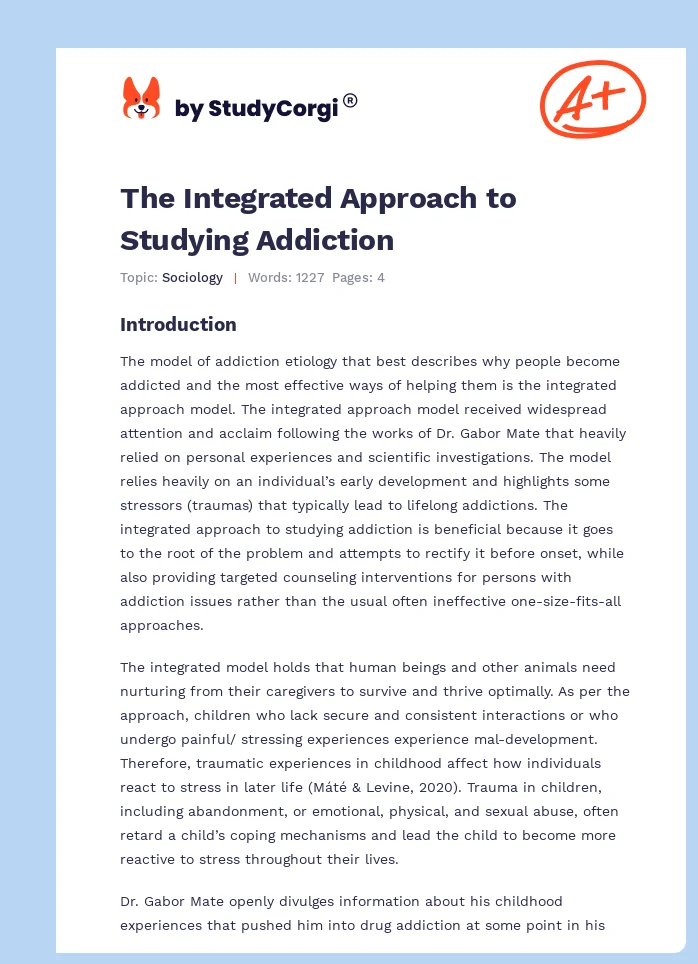 The Integrated Approach to Studying Addiction. Page 1