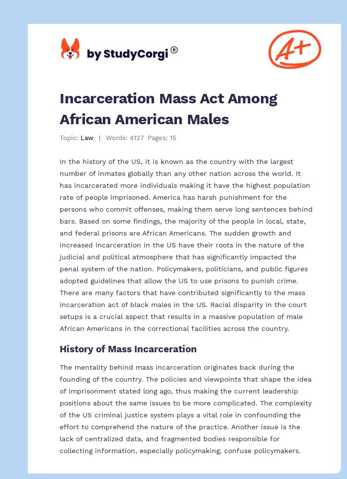 Incarceration Mass Act Among African American Males. Page 1
