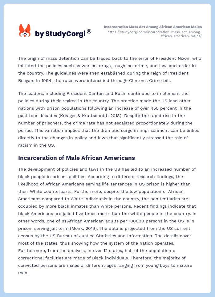Incarceration Mass Act Among African American Males. Page 2