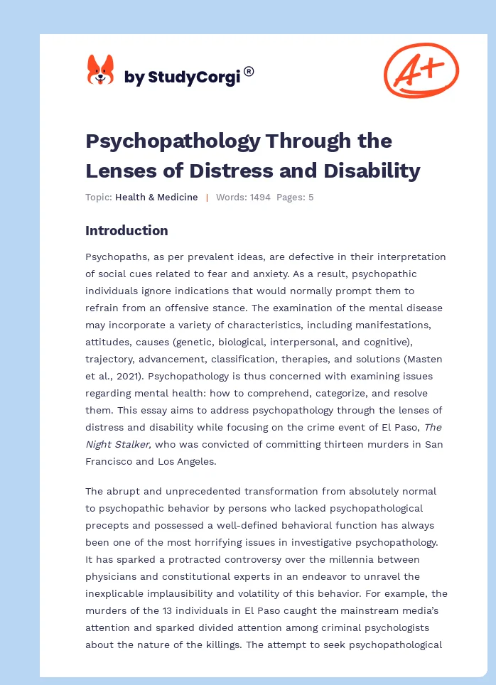 Psychopathology Through the Lenses of Distress and Disability. Page 1