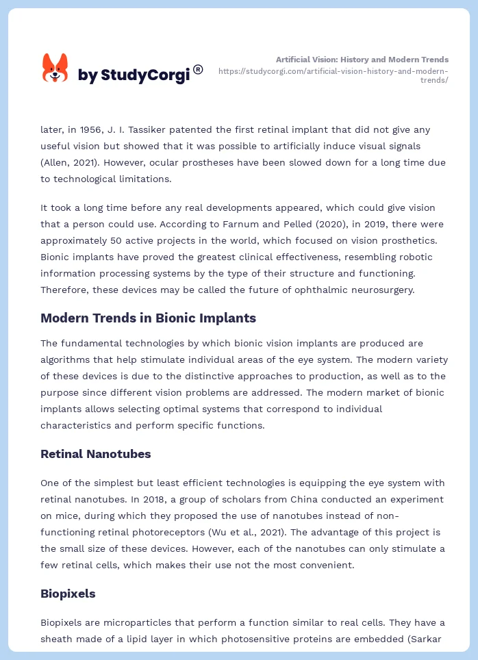 Artificial Vision: History and Modern Trends. Page 2