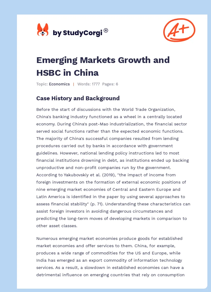 Emerging Markets Growth and HSBC in China. Page 1