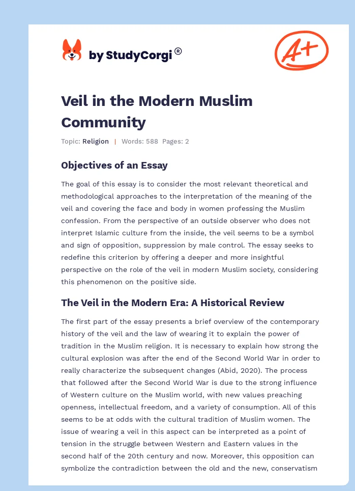 Veil in the Modern Muslim Community. Page 1