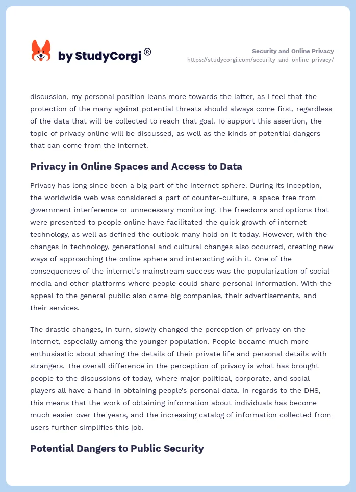Security and Online Privacy. Page 2