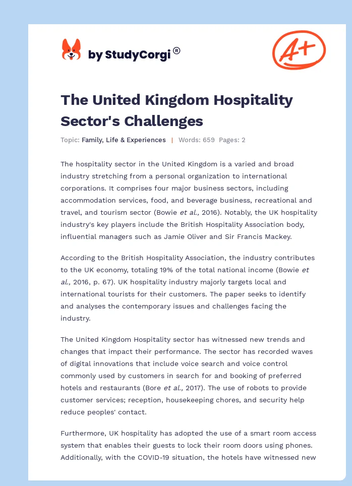 The United Kingdom Hospitality Sector's Challenges. Page 1
