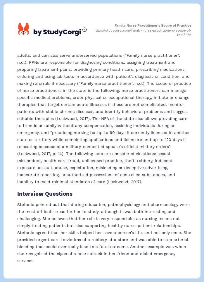 Family Nurse Practitioner's Scope of Practice. Page 2